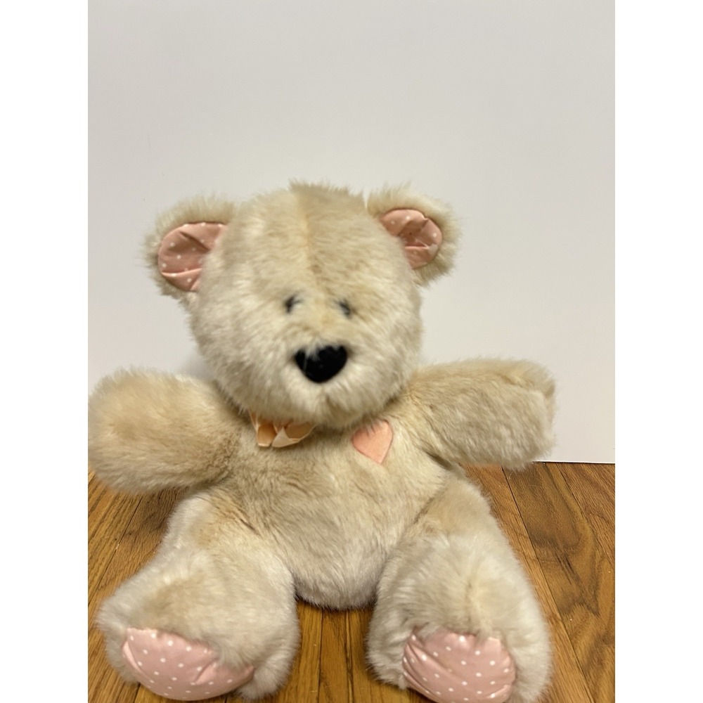 VTG Dakin Soft Teddy Bear Stuffed Animal Plush Pet Toy Beige Pink 1991 - Picture 2 of 6